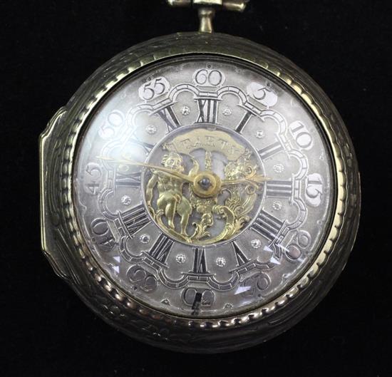 A George III repousse silver gilt keywind verge pocket watch for the Dutch market, by J.Tarts, London,